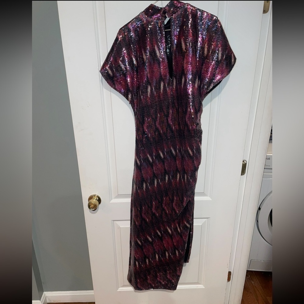 New! MISA Los Angles Divia Sequin Midi Dress in Pink & Purple 🩷 Small NWT! - Picture 12 of 16